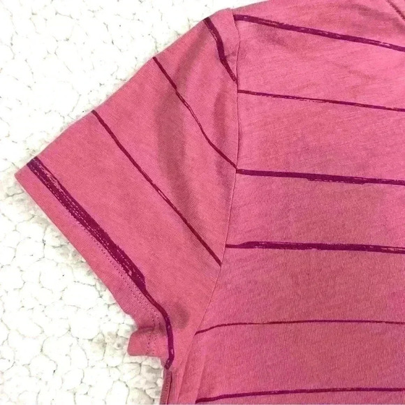 Athleta Pink Striped Organic Cotton Short Sleeve Crew Neck Athletic Tee Size S - Picture 7 of 13